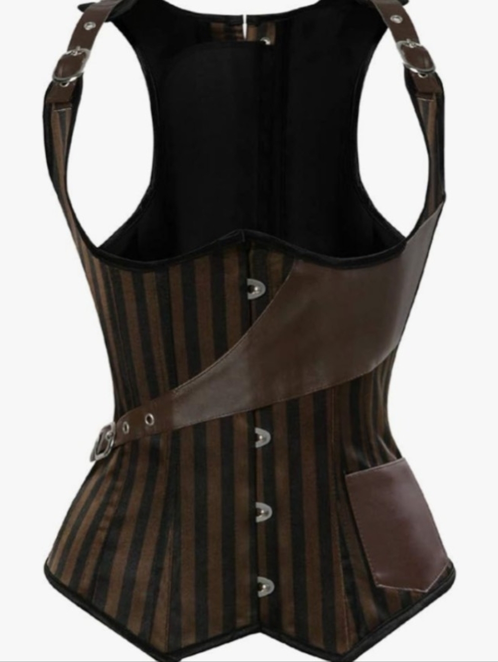 Steampunk Striped Underbust Bustier Corset Vest 